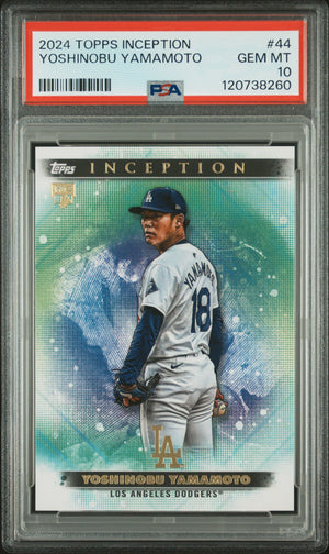 Graded 2024 Topps Inception Yoshinobu Yamamoto #44 Rookie RC Baseball Card PSA 10 Gem Mint