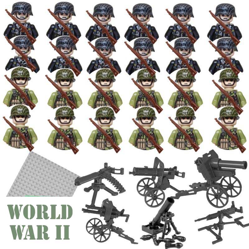 World War 2 American & German Soldiers set of 24 Lego Compatibe Minifigures