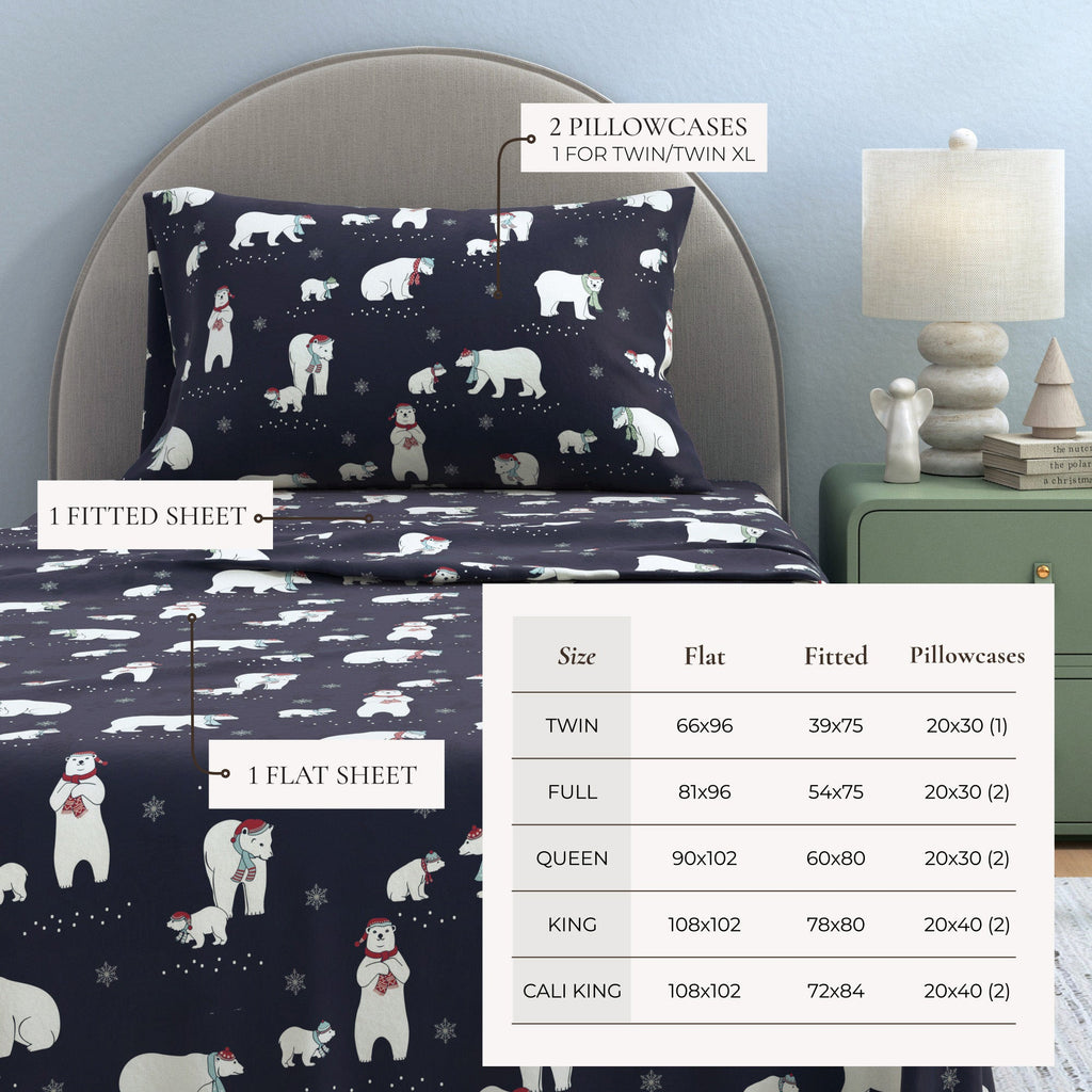 Turkish Cotton Christmas Flannel Sheet Set - Whittaker Collection