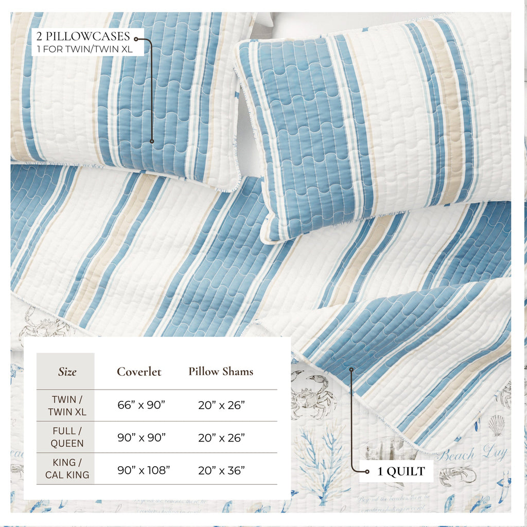 Stripe & Ocean Story Coastal Quilt Set - New Castle Collection
