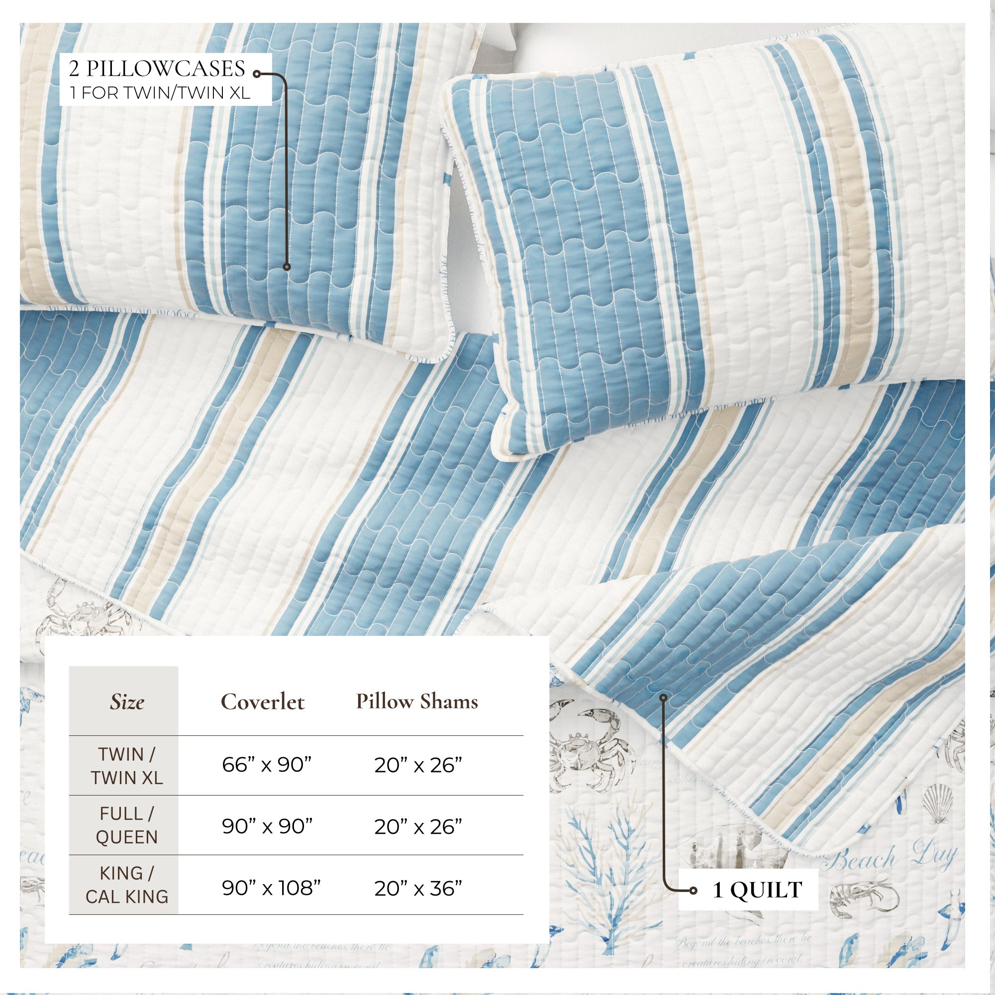 Stripe & Ocean Story Coastal Quilt Set - New Castle Collection