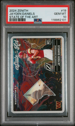 Graded 2024 Panini Zenith Jayden Daniels #19 State of the Art Rookie RC Football Card PSA 10 Gem Mint