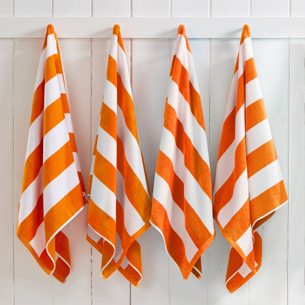 Cotton Velour Cabana Stripe Beach Towel - Novia Collection.