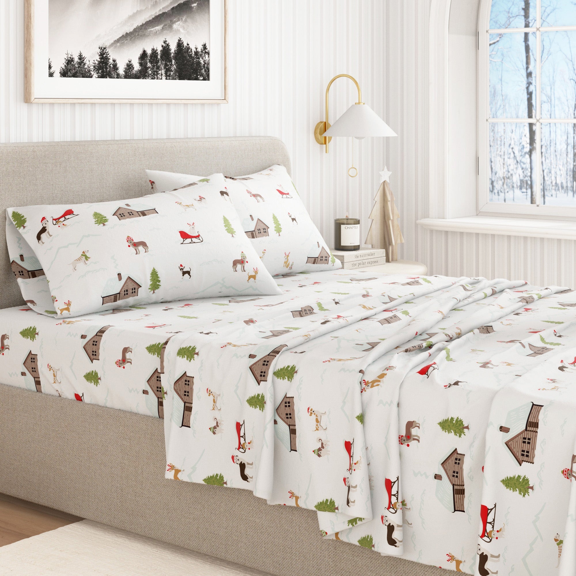 Turkish Cotton Christmas Flannel Sheet - Whittaker Collection