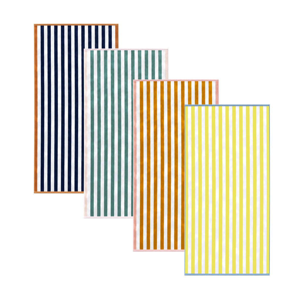 Oversized Striped Border Cabana Beach Towels - Santa Cruz