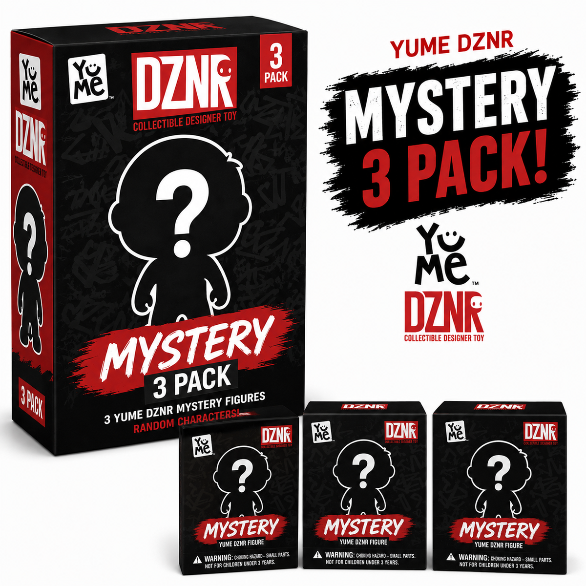 Pack of 3 Random Assortment Yume DZNR 7-Inch Plush Figures