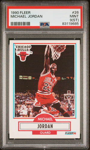 Graded 1990 Fleer Michael Jordan #26 Basketball Card PSA 9ST Mint
