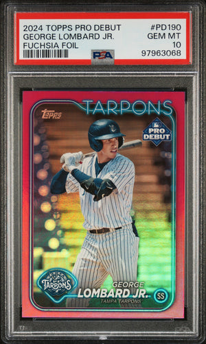 Graded 2024 Topps Pro Debut George Lombard Jr #PD190 Fuschia Foil /199 Rookie RC Baseball Card PSA 10 Gem Mint