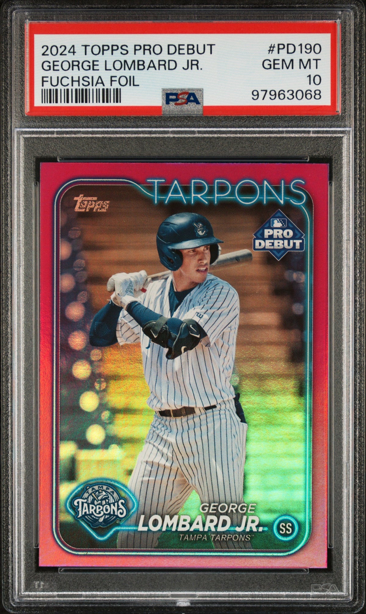 Graded 2024 Topps Pro Debut George Lombard Jr #PD190 Fuschia Foil /199 Rookie RC Baseball Card PSA 10 Gem Mint