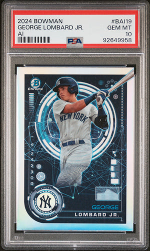 Graded 2024 Topps Bowman George Lombard Jr #BAI19 AI Rookie RC Baseball Card PSA 10 Gem Mint