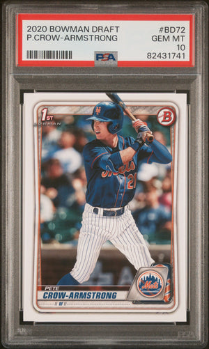 Graded 2020 Topps Bowman Draft Pete Crow Armstrong #BD72 Rookie RC Baseball Card PSA 10 Gem Mint