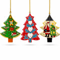 3 Spinning Christmas Tree Wooden Ornaments