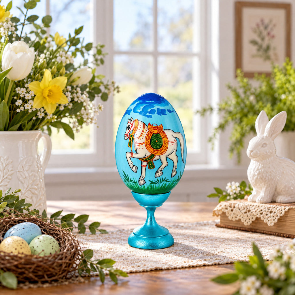 Royal Horse Wooden Easter Egg
