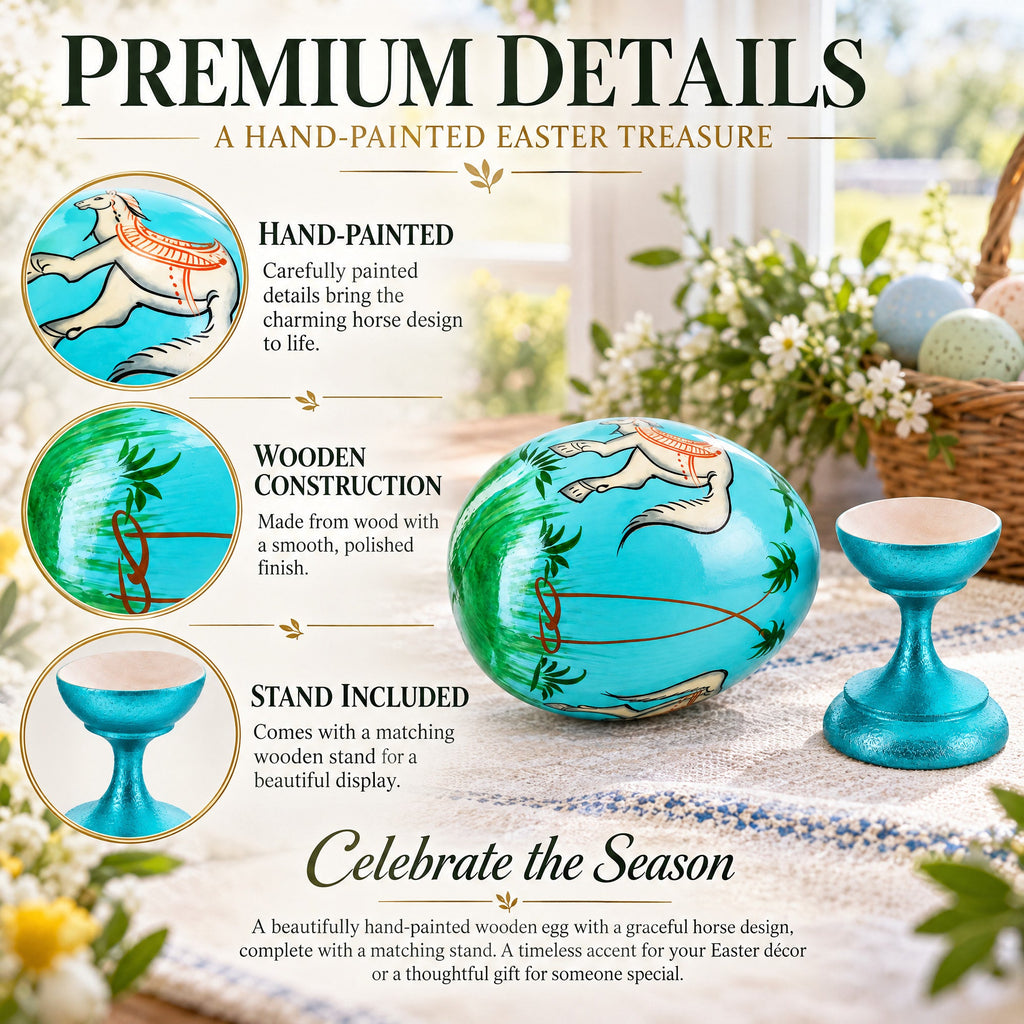 Royal Horse Wooden Easter Egg