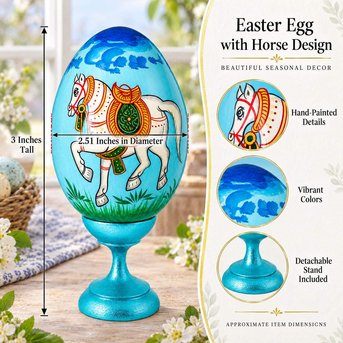 Royal Horse Wooden Easter Egg
