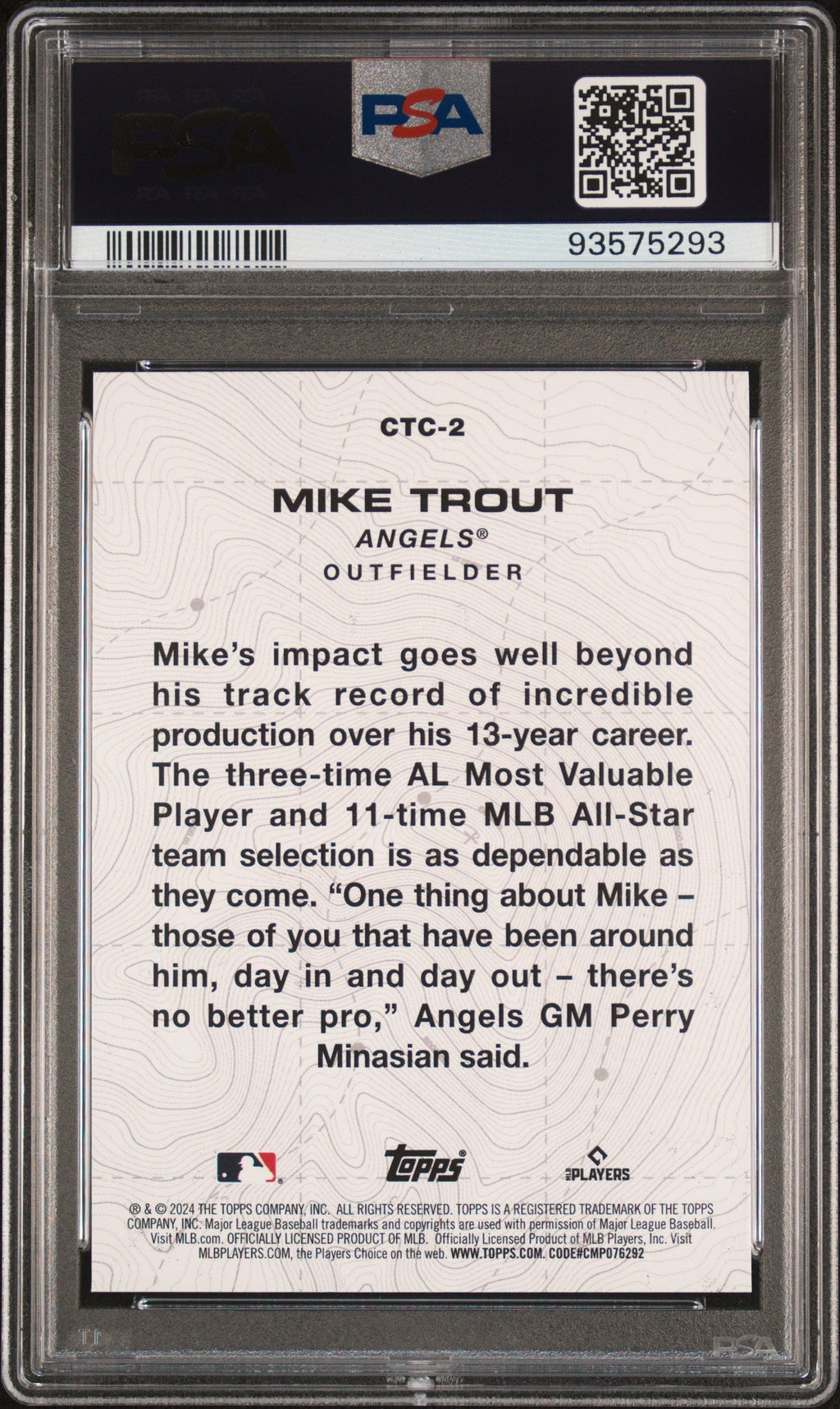 Graded 2024 Topps Mike Trout #CTC2 City to City Baseball Card PSA 10 Gem Mint