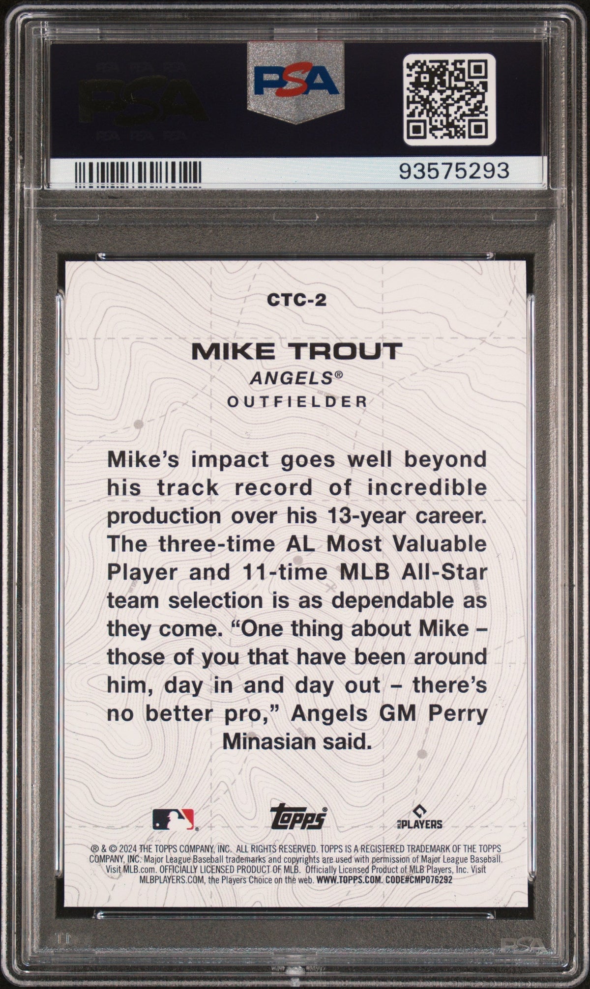 Graded 2024 Topps Mike Trout #CTC2 City to City Baseball Card PSA 10 Gem Mint
