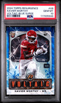 Graded 2024 Topps Resurgence Xavier Worthy #V8 Voltaic Blue Surge /99 Rookie RC Football Card PSA 10 Gem Mint