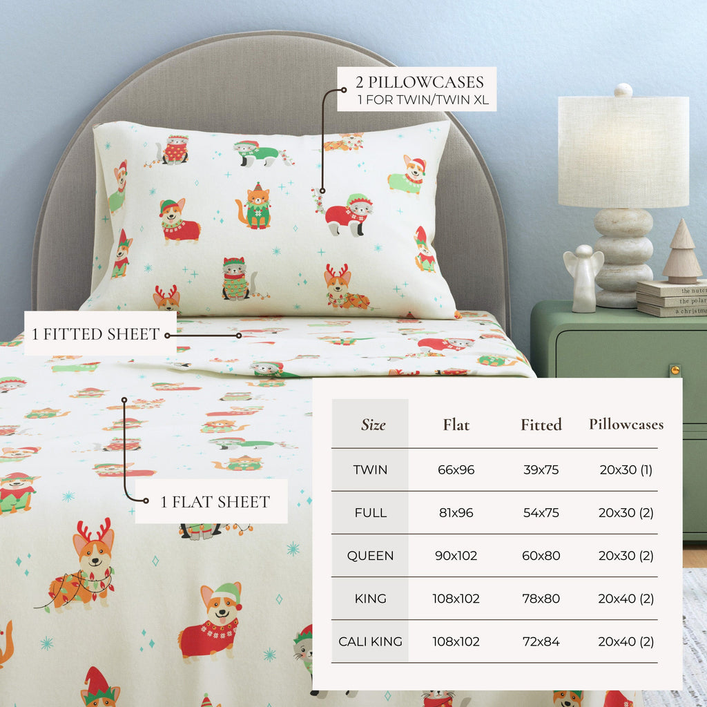 Turkish Cotton Christmas Flannel Sheet - Whittaker Collection