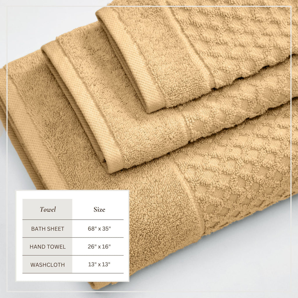 Cotton Diamond Waffle Weave Bath Towel Set - Grayson Collection